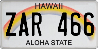 HI license plate ZAR466
