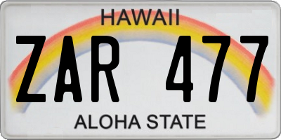 HI license plate ZAR477