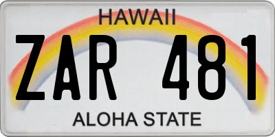 HI license plate ZAR481