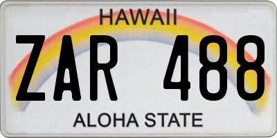 HI license plate ZAR488