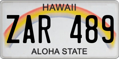 HI license plate ZAR489