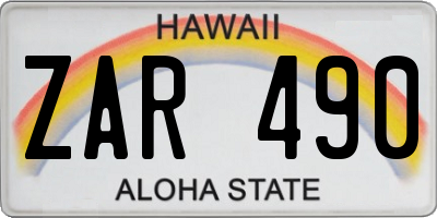 HI license plate ZAR490