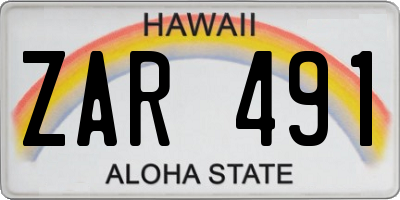 HI license plate ZAR491