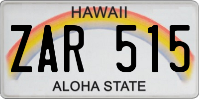HI license plate ZAR515