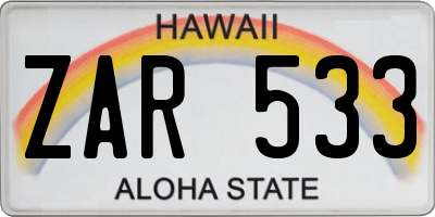 HI license plate ZAR533