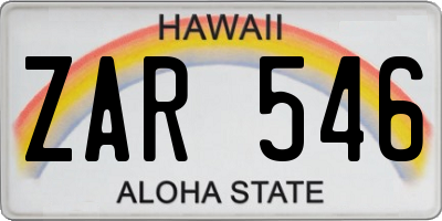 HI license plate ZAR546