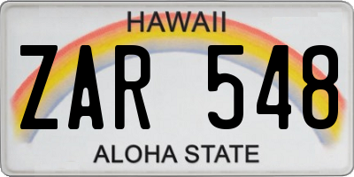 HI license plate ZAR548