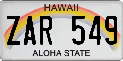 HI license plate ZAR549