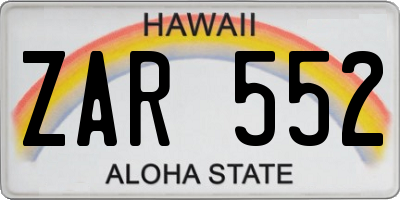 HI license plate ZAR552