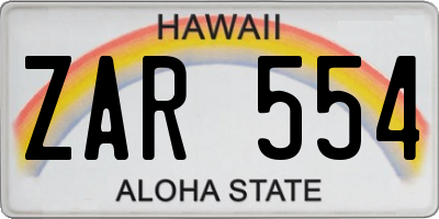 HI license plate ZAR554