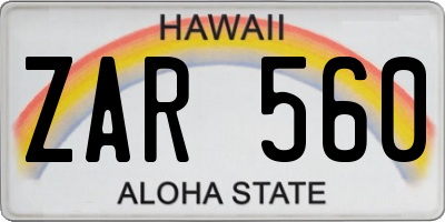 HI license plate ZAR560