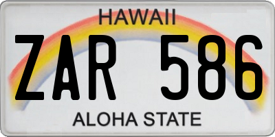 HI license plate ZAR586