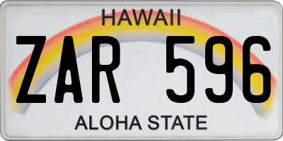 HI license plate ZAR596