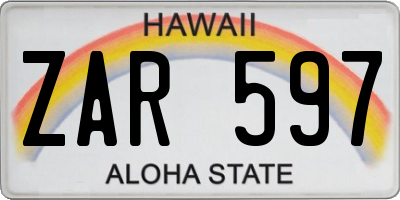 HI license plate ZAR597