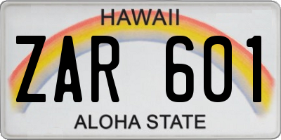 HI license plate ZAR601