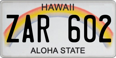 HI license plate ZAR602