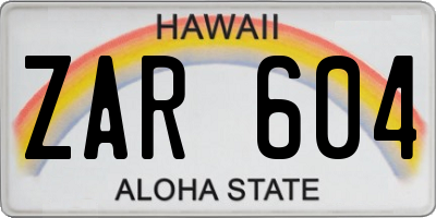 HI license plate ZAR604