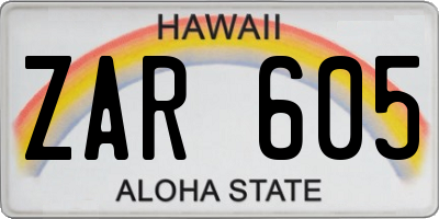 HI license plate ZAR605