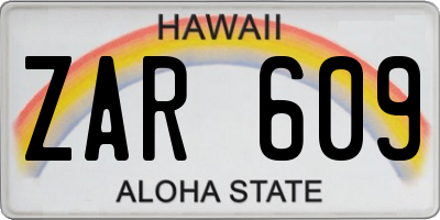 HI license plate ZAR609