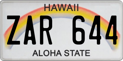 HI license plate ZAR644