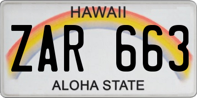 HI license plate ZAR663