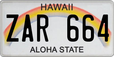 HI license plate ZAR664