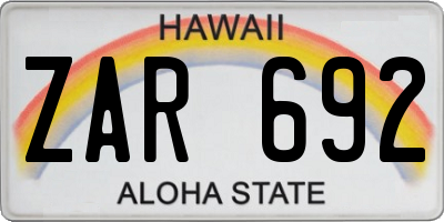 HI license plate ZAR692