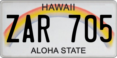 HI license plate ZAR705