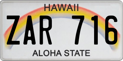 HI license plate ZAR716