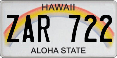 HI license plate ZAR722
