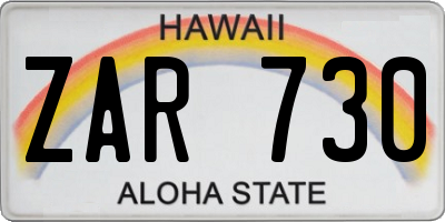 HI license plate ZAR730
