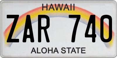 HI license plate ZAR740