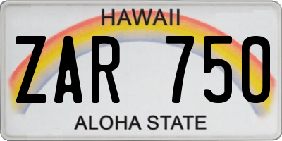 HI license plate ZAR750
