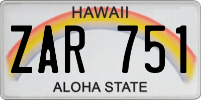 HI license plate ZAR751