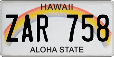 HI license plate ZAR758