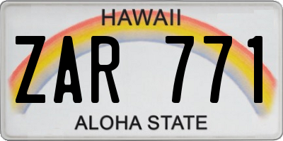 HI license plate ZAR771