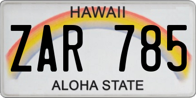 HI license plate ZAR785