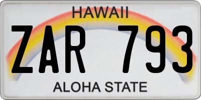 HI license plate ZAR793