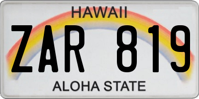 HI license plate ZAR819