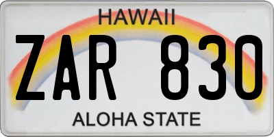 HI license plate ZAR830