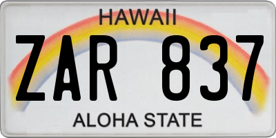 HI license plate ZAR837