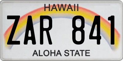HI license plate ZAR841