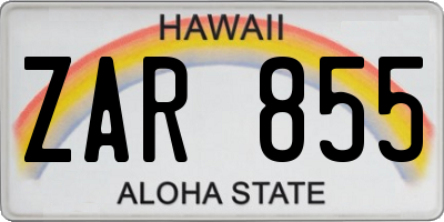 HI license plate ZAR855