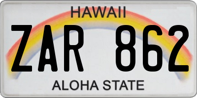 HI license plate ZAR862