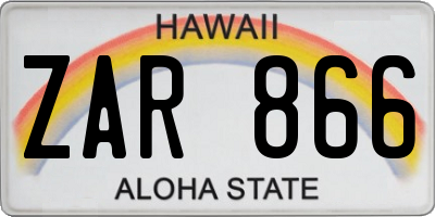 HI license plate ZAR866