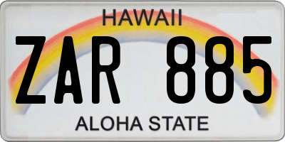 HI license plate ZAR885