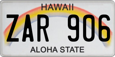 HI license plate ZAR906