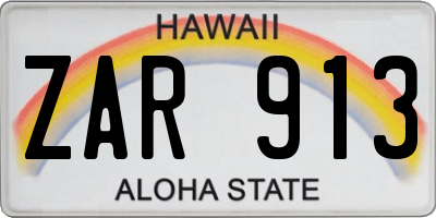 HI license plate ZAR913