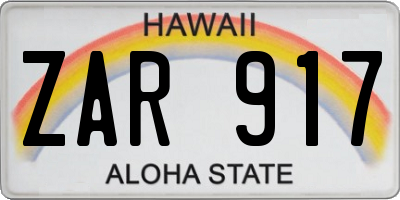 HI license plate ZAR917