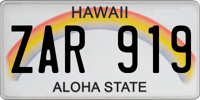 HI license plate ZAR919